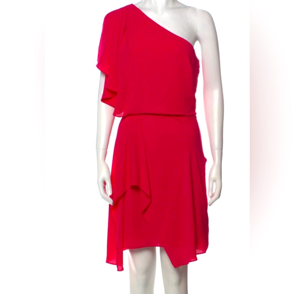Haute Hippie Red Silk One-Shoulder Dress – Draped | Size S